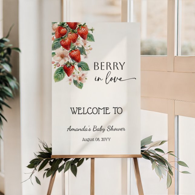 Sweet Berry in Love Strawberry Bridal Shower Poster (Creator Uploaded)