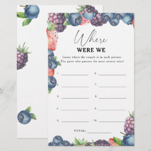 Sweet berry - Where were we bridal shower game