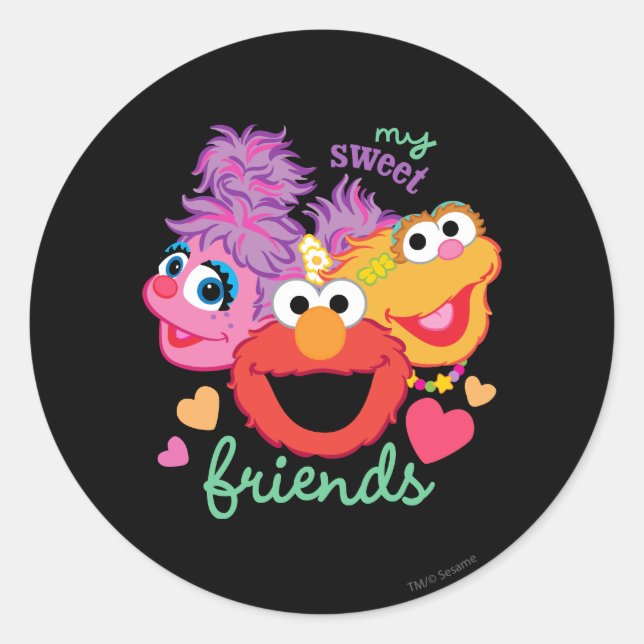Sweet Best Friends Characters Classic Round Sticker (Front)