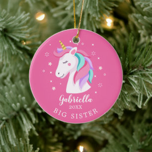 Sweet Big Sister Unicorn Christmas Ornament