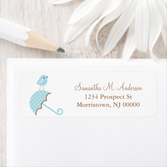 Sweet Bird and Umbrella Return Address Labels (Insitu)