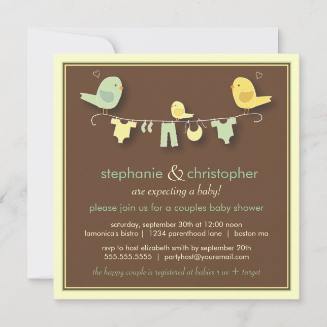 Sweet Bird Family Couples Baby Shower Invitation (Front)