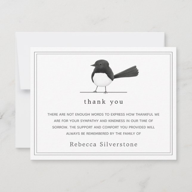 Sweet Bird - Simple Elegant Funeral Thank You Card (Front)