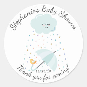 Sweet Bird Umbrella Baby Shower Favour Sticker