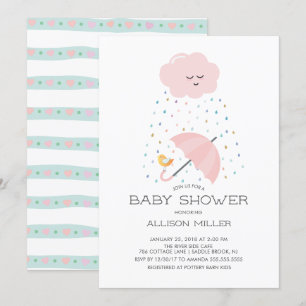 Sweet Bird Umbrella Baby Shower Invitation