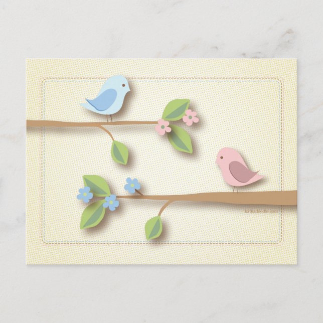 Sweet Birdie Baby Shower Words of Advice Card (Front)