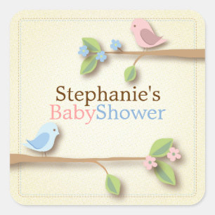 Sweet Birdie Twin Boy Girl Baby Shower Sticker