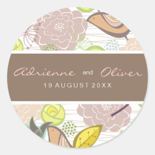 Sweet Birds Floral Wedding Favour Label Sticker
