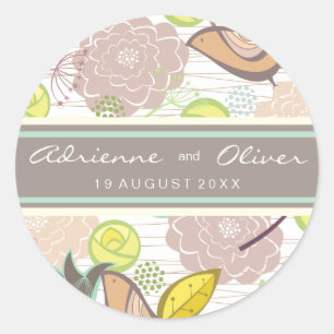Sweet Birds Floral Wedding Favour Label Sticker