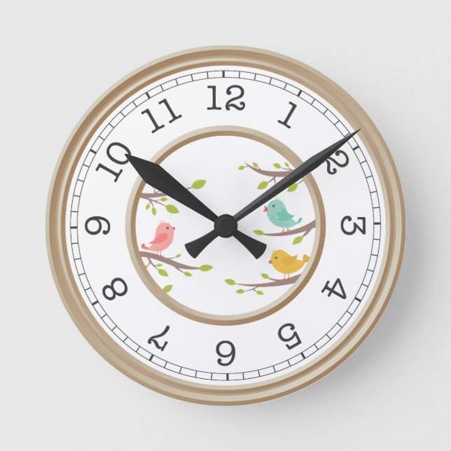 Sweet birds spring in your home round clock (Front)