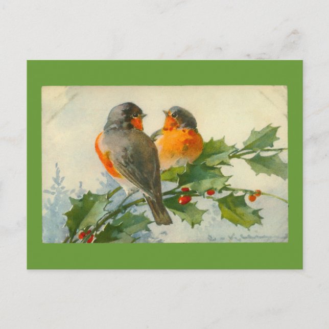 Sweet Birds Vintage Postcard Print Card Invitation (Front)