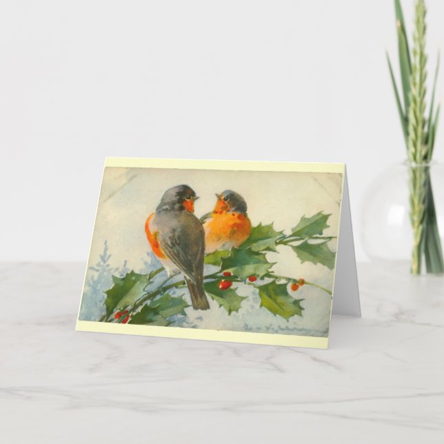 Sweet Birds Vintage Postcard Print Cards (Front)