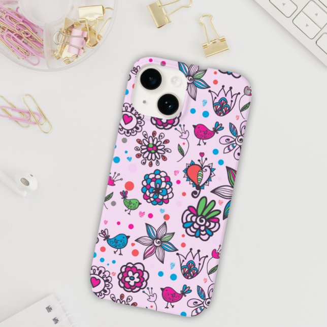 Sweet Birdsong Floral Pink iPhone Case (Creator Uploaded)