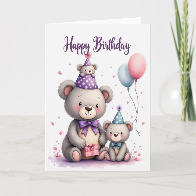 Sweet Birthday Bear Trio Card (Front)