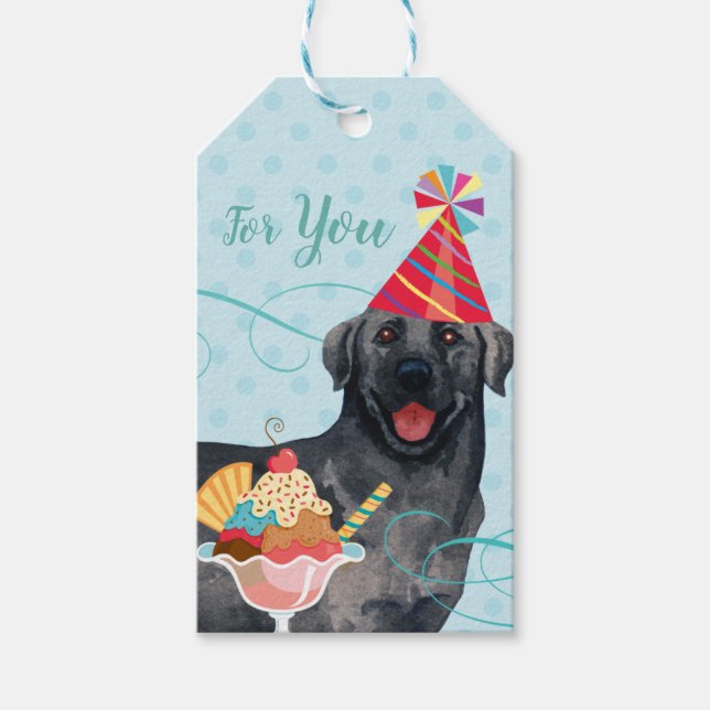 Sweet Birthday Black Lab Gift Tags (Front)