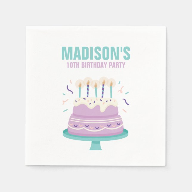 Sweet Birthday Cake Kids Birthday Party Napkin (Front)
