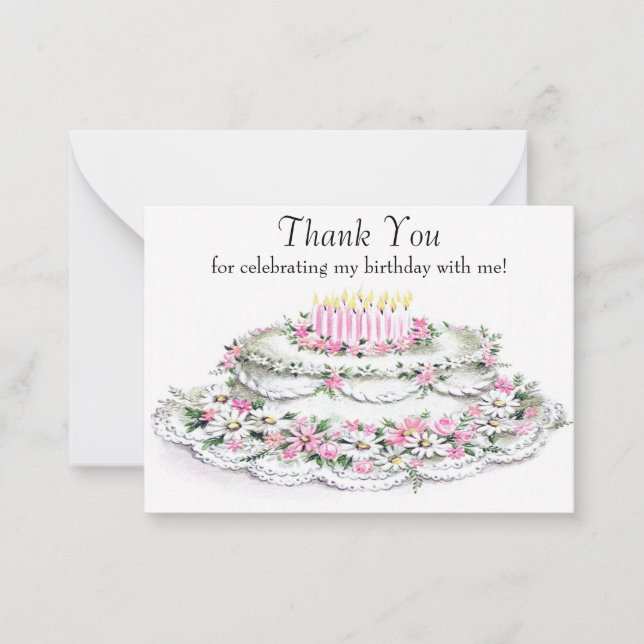 Sweet Birthday Cake Thank You Card (Front)