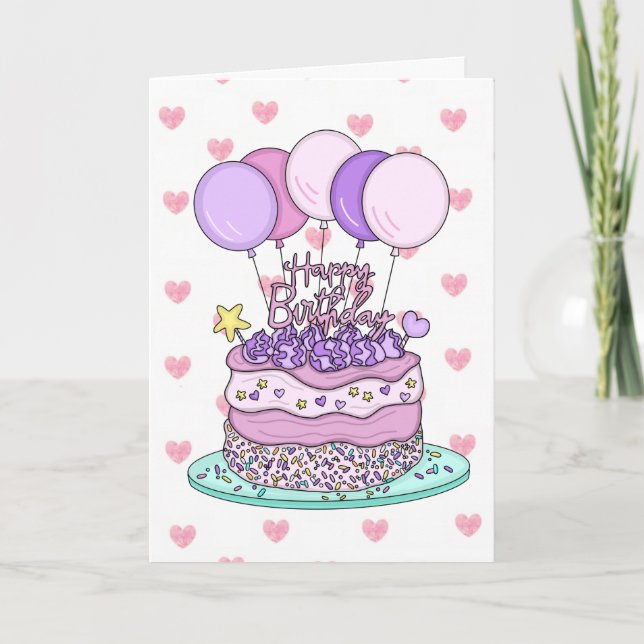 Sweet Birthday Card for Her | Birthday Cake  (Front)