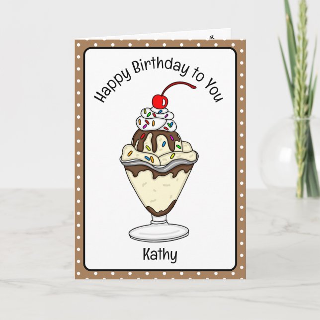 Sweet Birthday Card Ice Cream Sundae (Front)