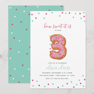 Sweet Birthday Celebration   Three Invitation