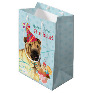 Sweet Birthday Chinese Shar-Pei Medium Gift Bag