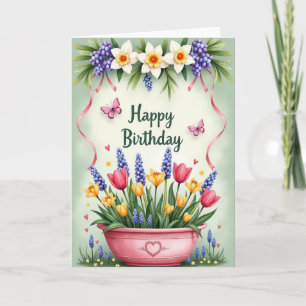 Sweet Birthday Floral Butterfly Card
