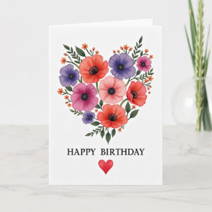 Sweet Birthday Floral Heart Card