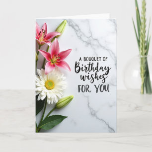 Sweet Birthday Floral Marble Card