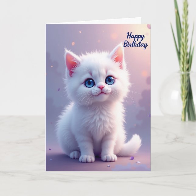 Sweet Birthday Fluffy Kitten Card (Front)