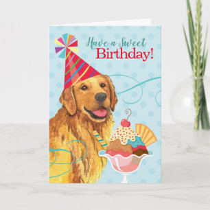 Sweet Birthday Golden Retriever Card
