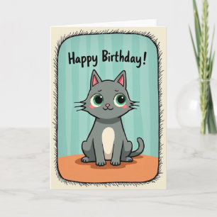 Sweet Birthday Grey Cat Card
