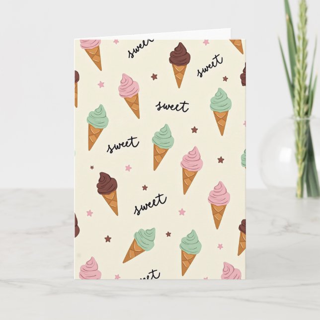 Sweet Birthday Ice Cream Pattern Card (Front)