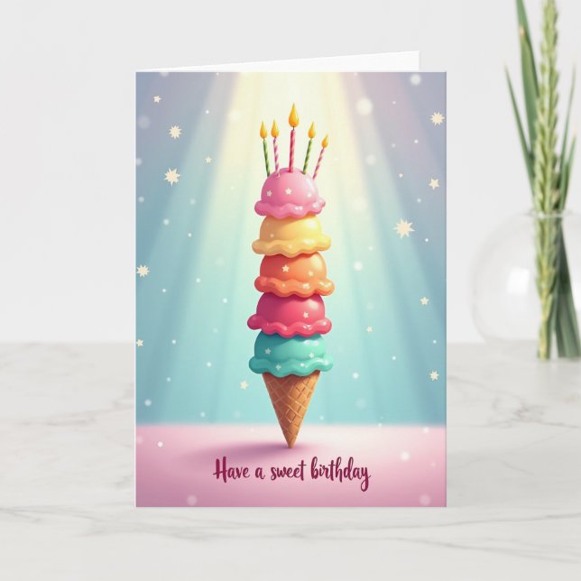 Sweet Birthday Ice Cream Stack Card (Front)