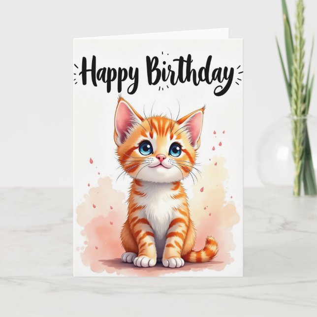 Sweet Birthday Kitten Card (Front)