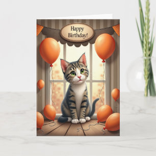 Sweet Birthday Kitten Window Card