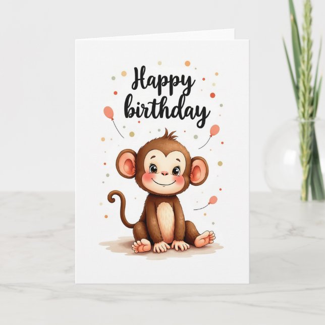 Sweet Birthday Monkey Card (Front)