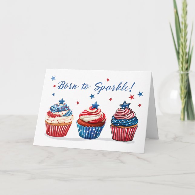 Sweet Birthday on 4th of July Freedom Patriotic Card (Front)