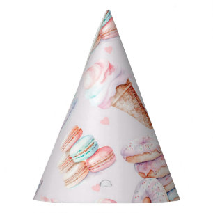 Sweet birthday party macarons, ice cream party hat