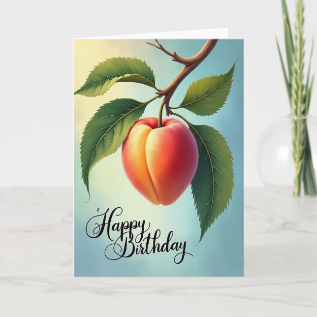 Sweet Birthday Peach Art Card (Front)
