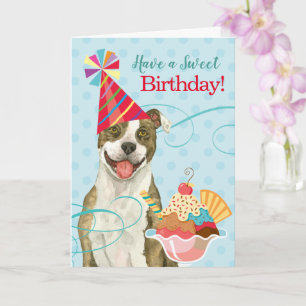 Sweet Birthday Pit Bull Terrier Card