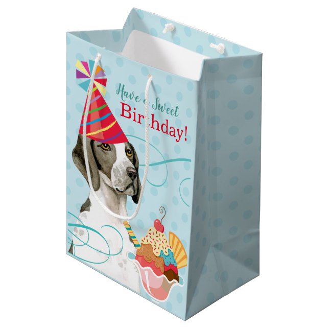Sweet Birthday Pointer Medium Gift Bag (Front Angled)