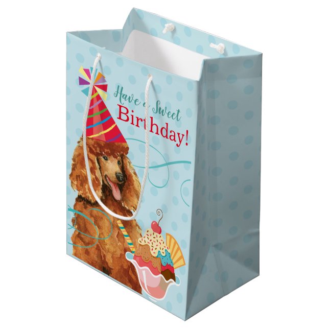 Sweet Birthday Poodle Medium Gift Bag (Front Angled)