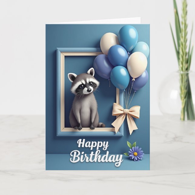 Sweet Birthday Racoon Card (Front)