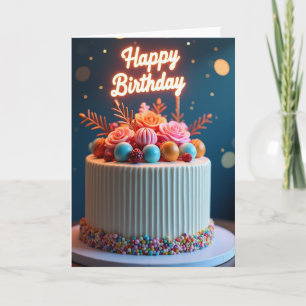 Sweet Birthday Rose Cake Card