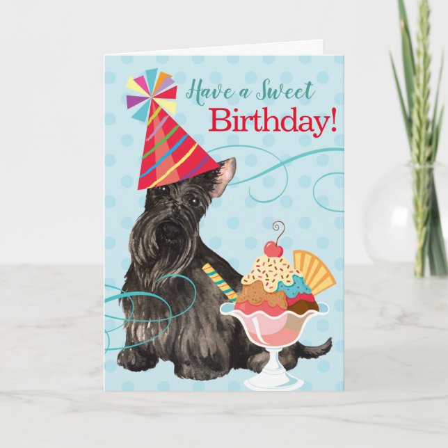 Sweet Birthday Scottish Terrier Card (Front)