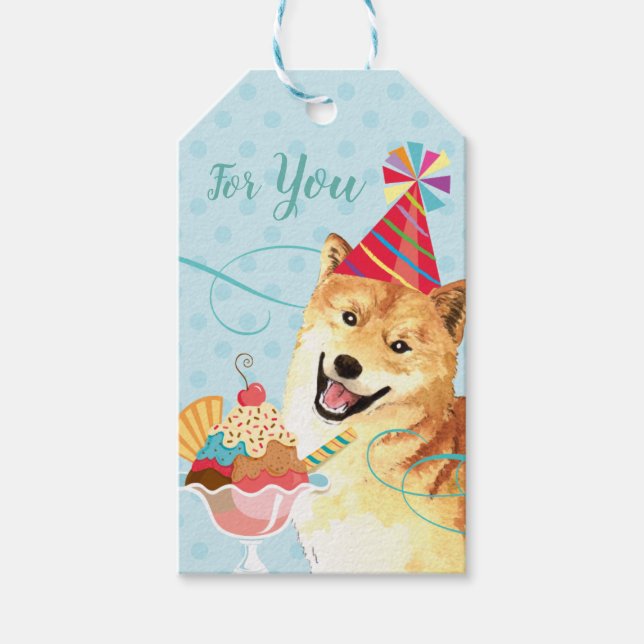 Sweet Birthday Shiba Inu Gift Tags (Front)