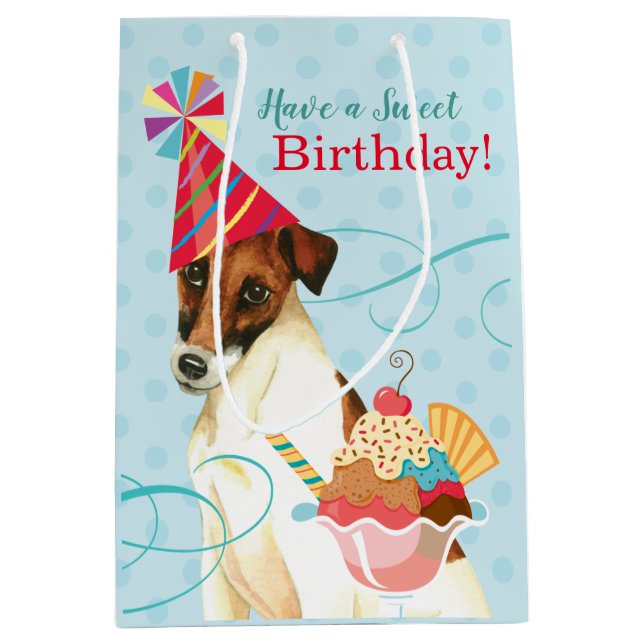 Sweet Birthday Smooth Fox Terrier Medium Gift Bag (Front)