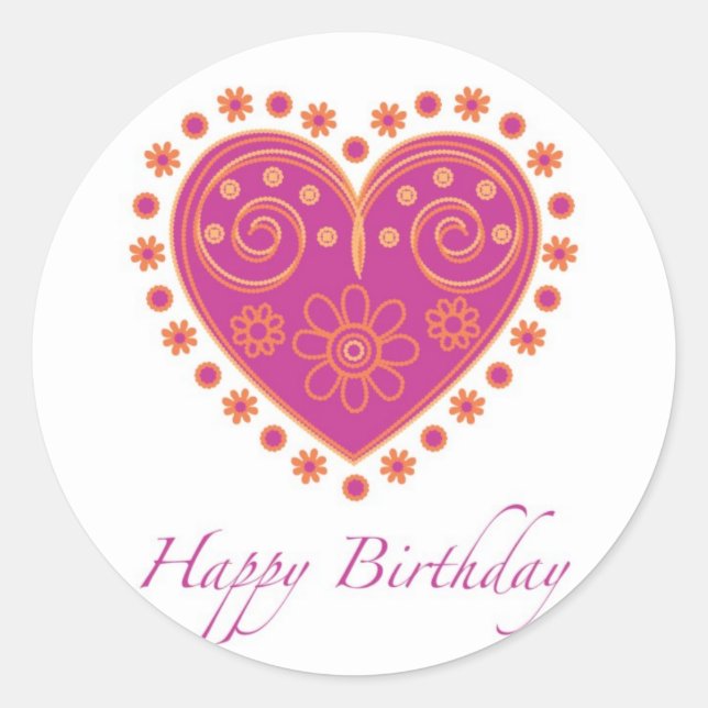 Sweet birthday sticker with a heart (Front)