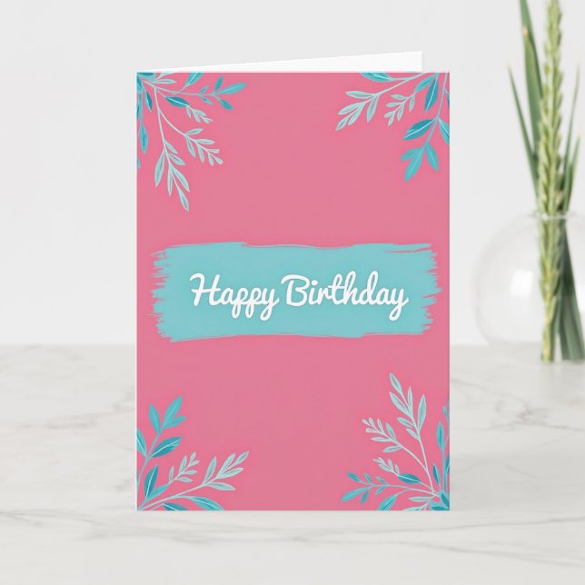 Sweet Birthday Teal Brushstroke Card (Front)