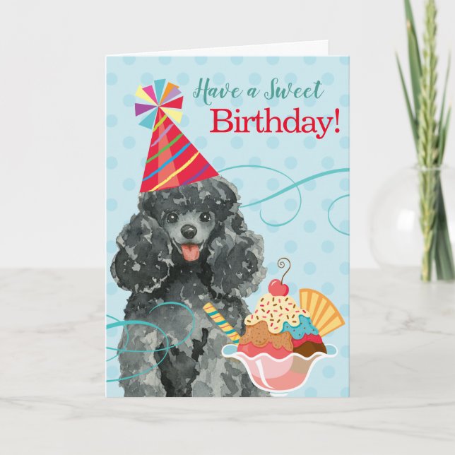 Sweet Birthday Toy Poodle Card (Front)